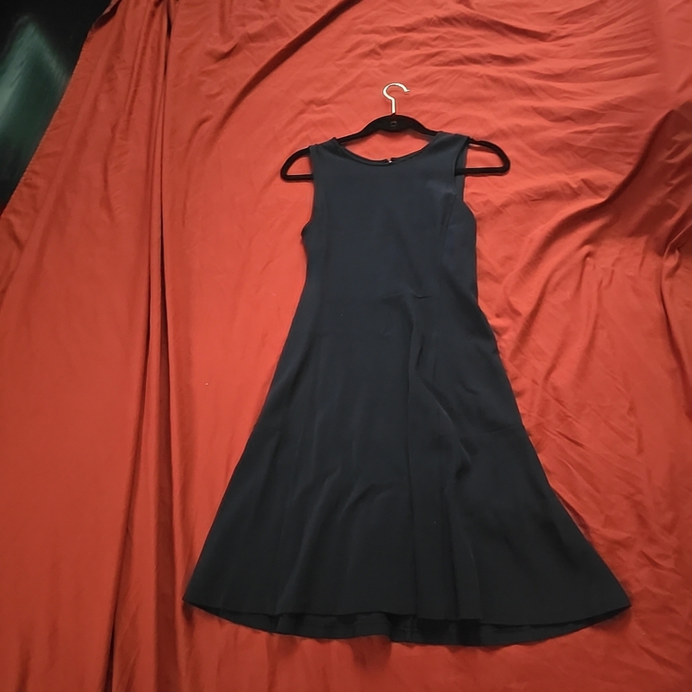 Theory Navy Sleeveless Flared Midi Dress